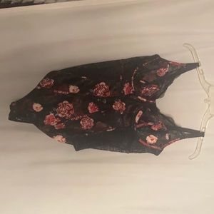 Torrid curves one piece red flower bodysuit NWOT